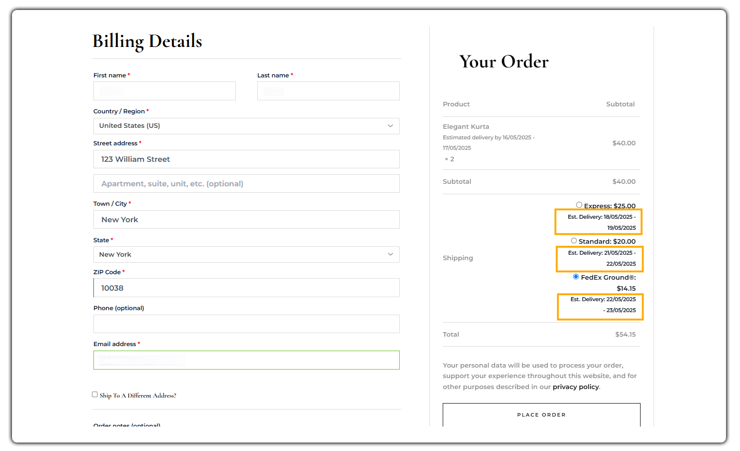 Show expert delivery dates in billing details